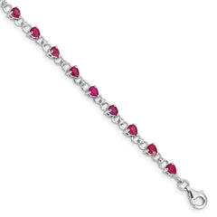 Sterling Silver Rhodium-plated Composite Ruby and Diamond Bracelet