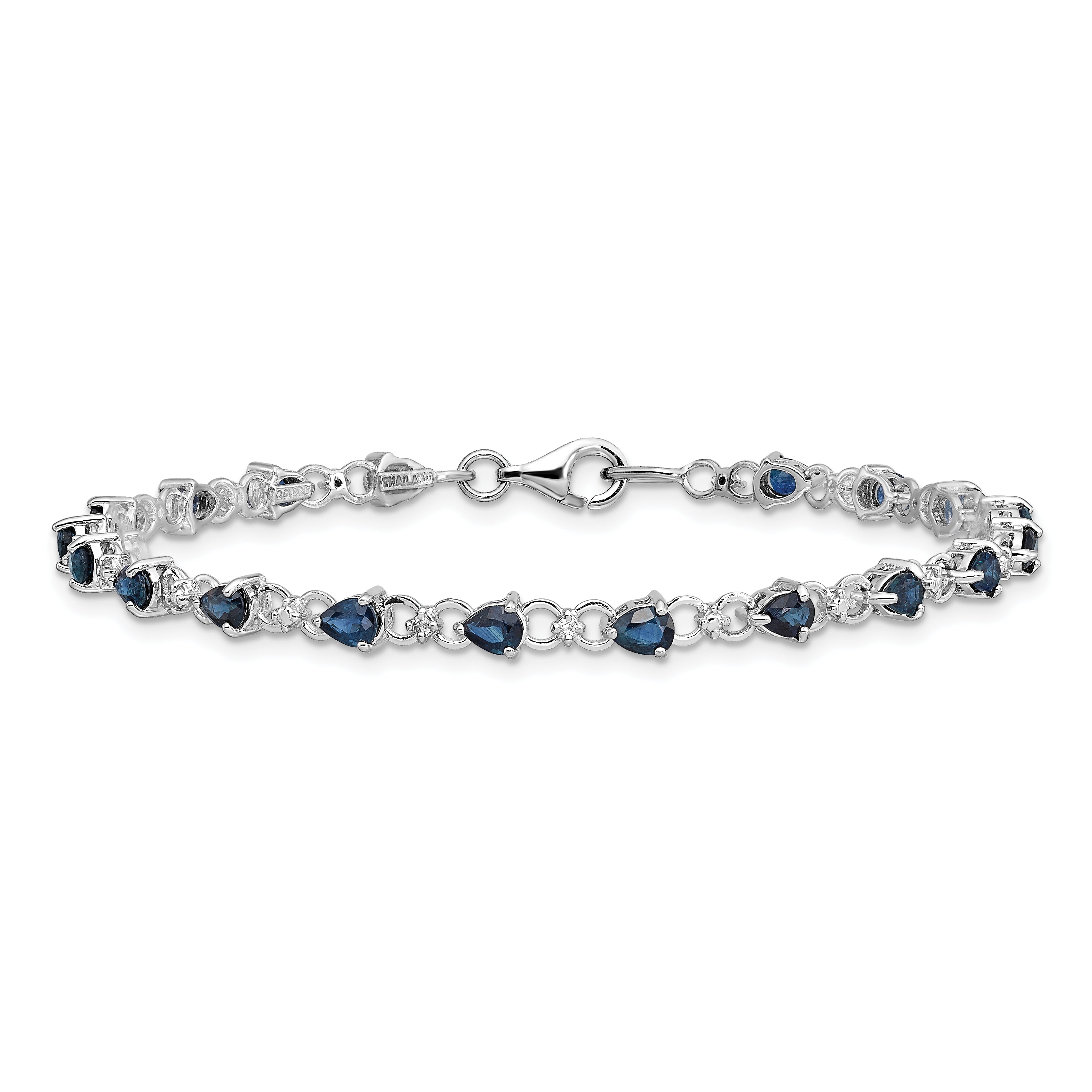 Sterling Silver Rhodium-plated Sapphire and Diamond Bracelet