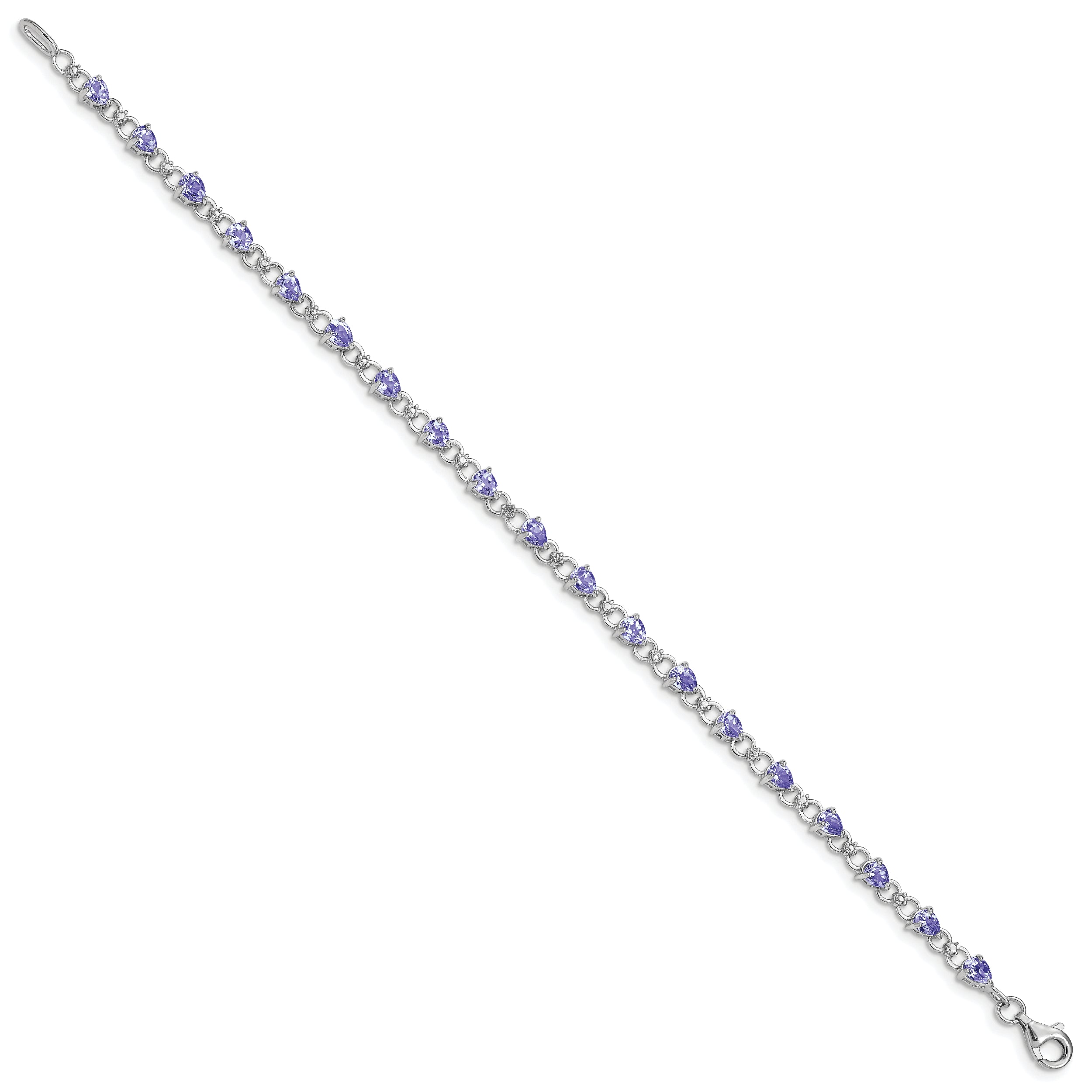 Sterling Silver Rhodium-plated Tanzanite and Diamond Bracelet