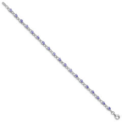 Sterling Silver Rhodium-plated Tanzanite and Diamond Bracelet