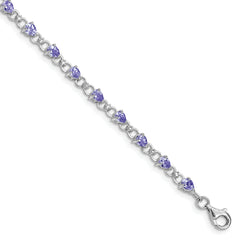 Sterling Silver Rhodium-plated Tanzanite and Diamond Bracelet