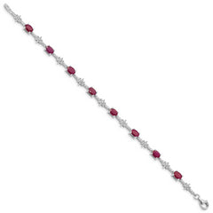 Sterling Silver Rhodium-plated Composite Ruby and Diamond Bracelet