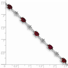 Sterling Silver Rhodium-plated Composite Ruby and Diamond Bracelet