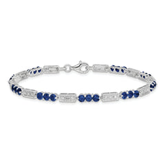 Sterling Silver Rhodium-plated Sapphire and Diamond Bracelet