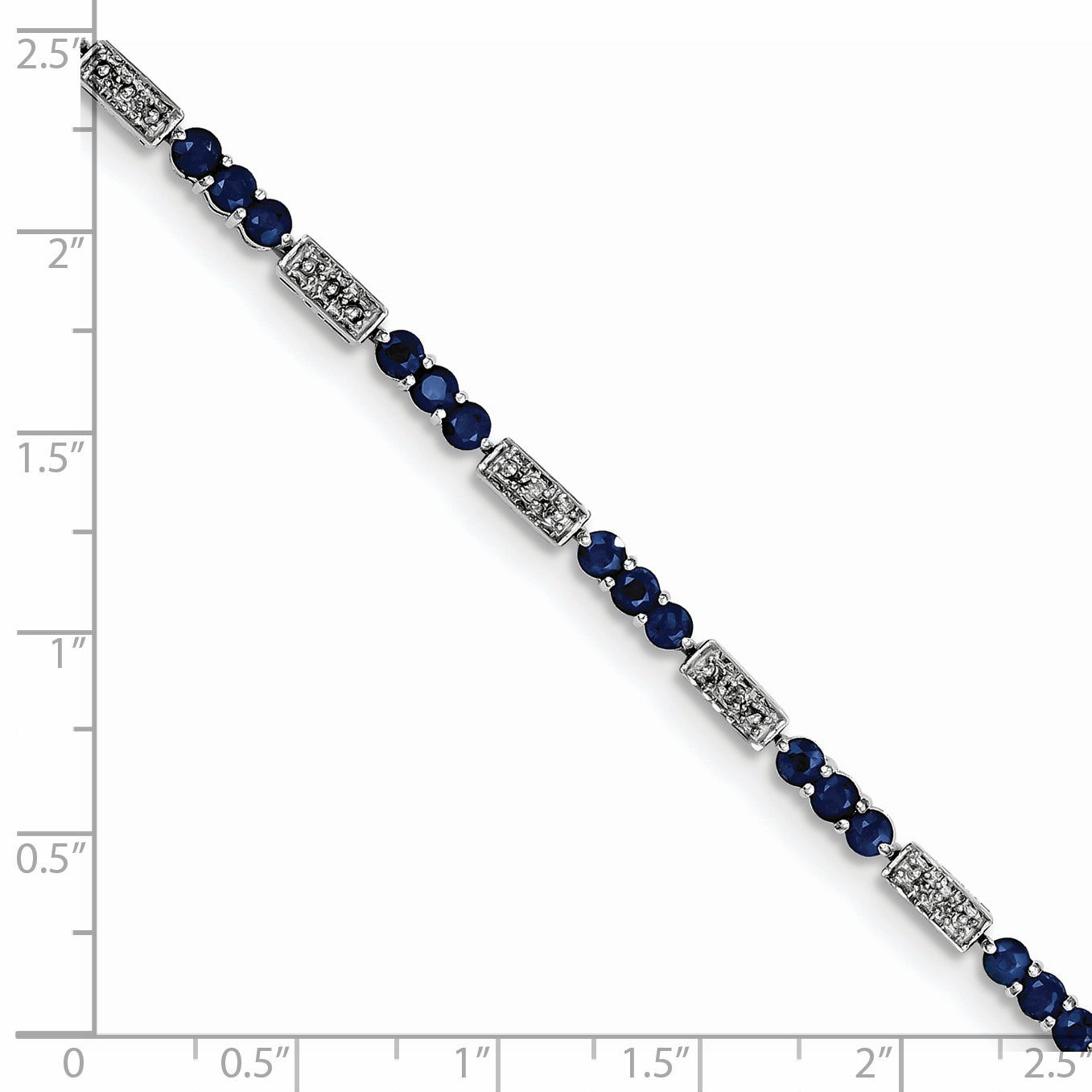 Sterling Silver Rhodium-plated Sapphire and Diamond Bracelet