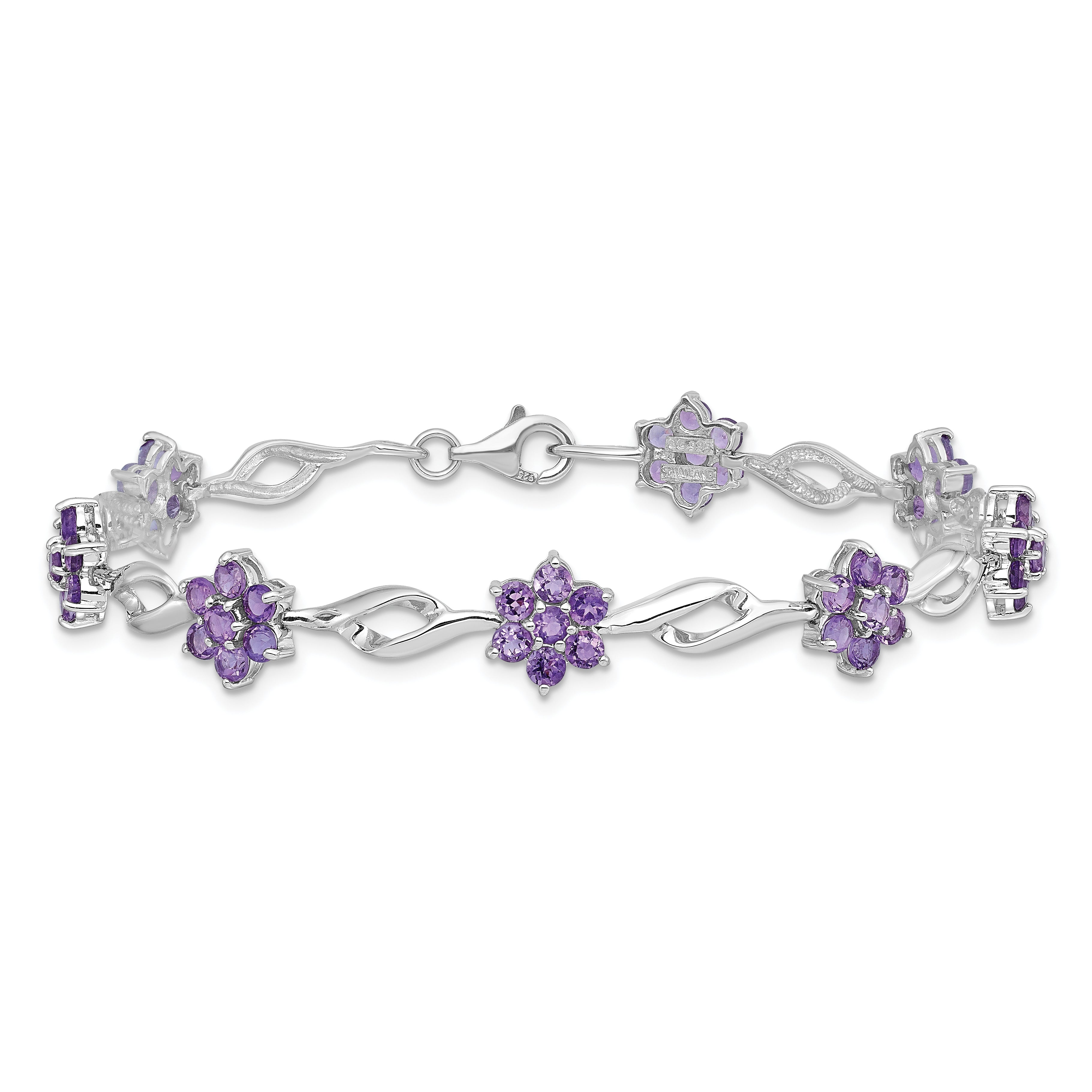 Sterling Silver Rhodium-plated Amethyst Bracelet