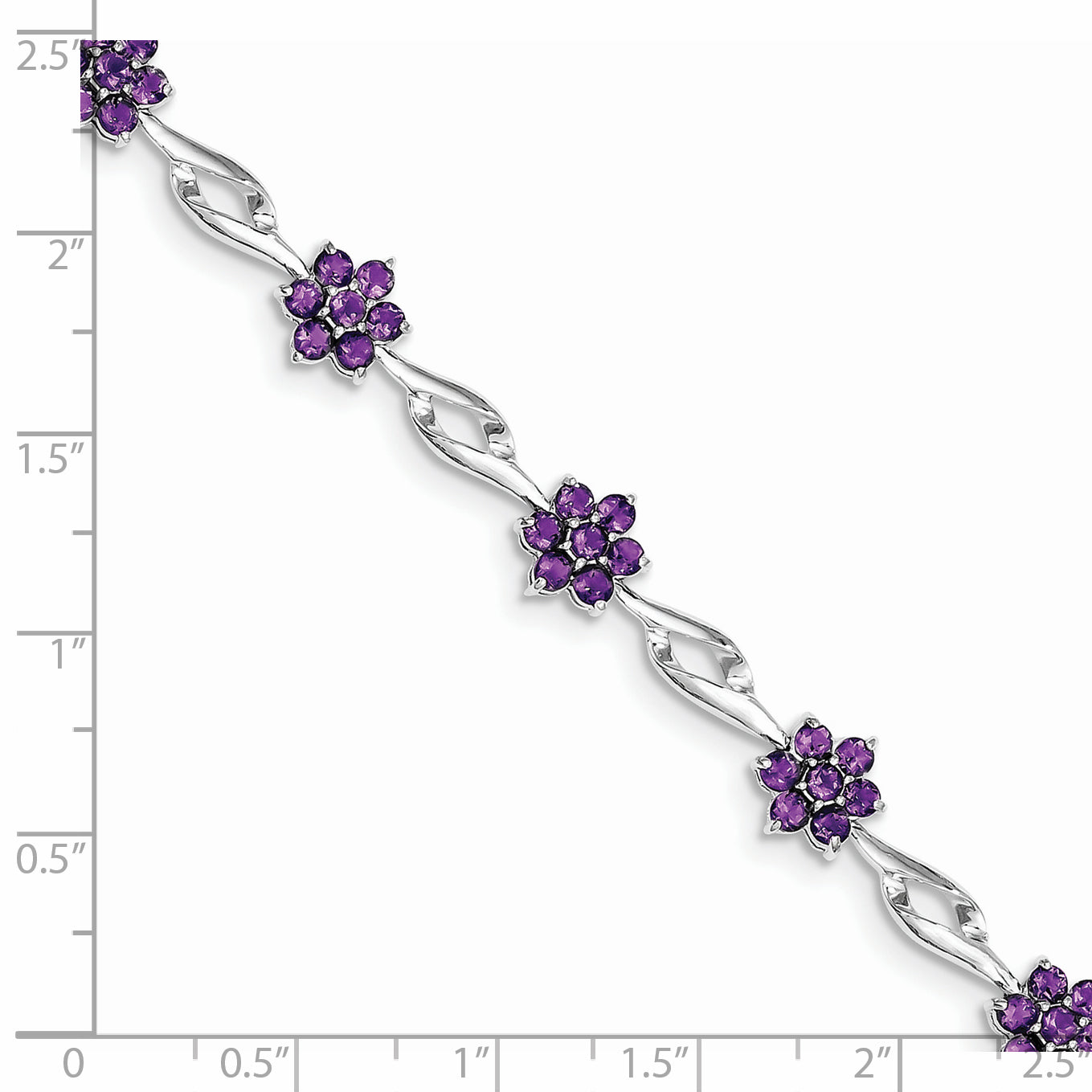 Sterling Silver Rhodium-plated Amethyst Bracelet