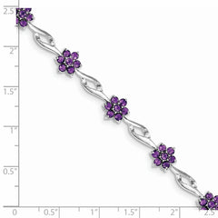 Sterling Silver Rhodium-plated Amethyst Bracelet