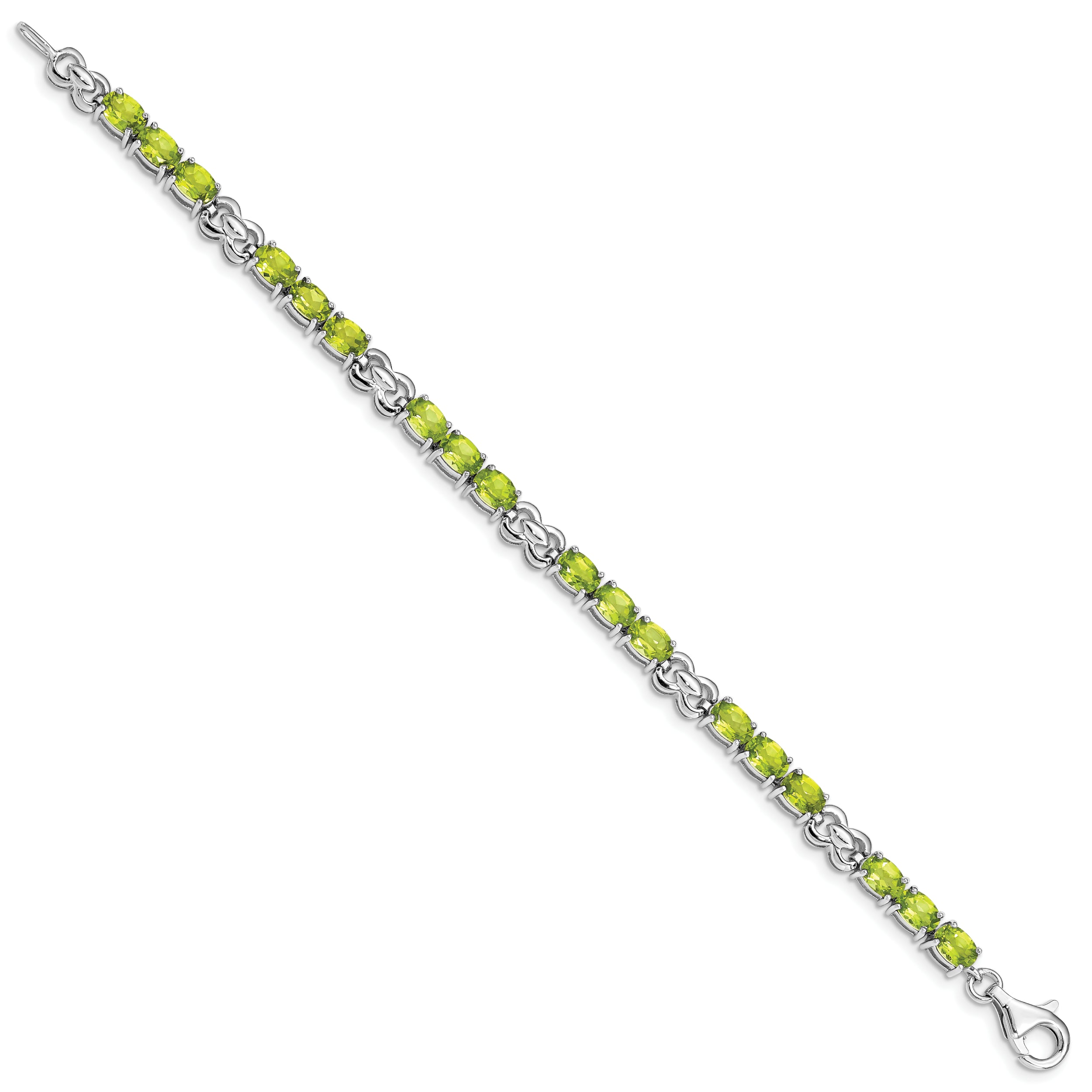 Sterling Silver Rhodium-plated Peridot Bracelet