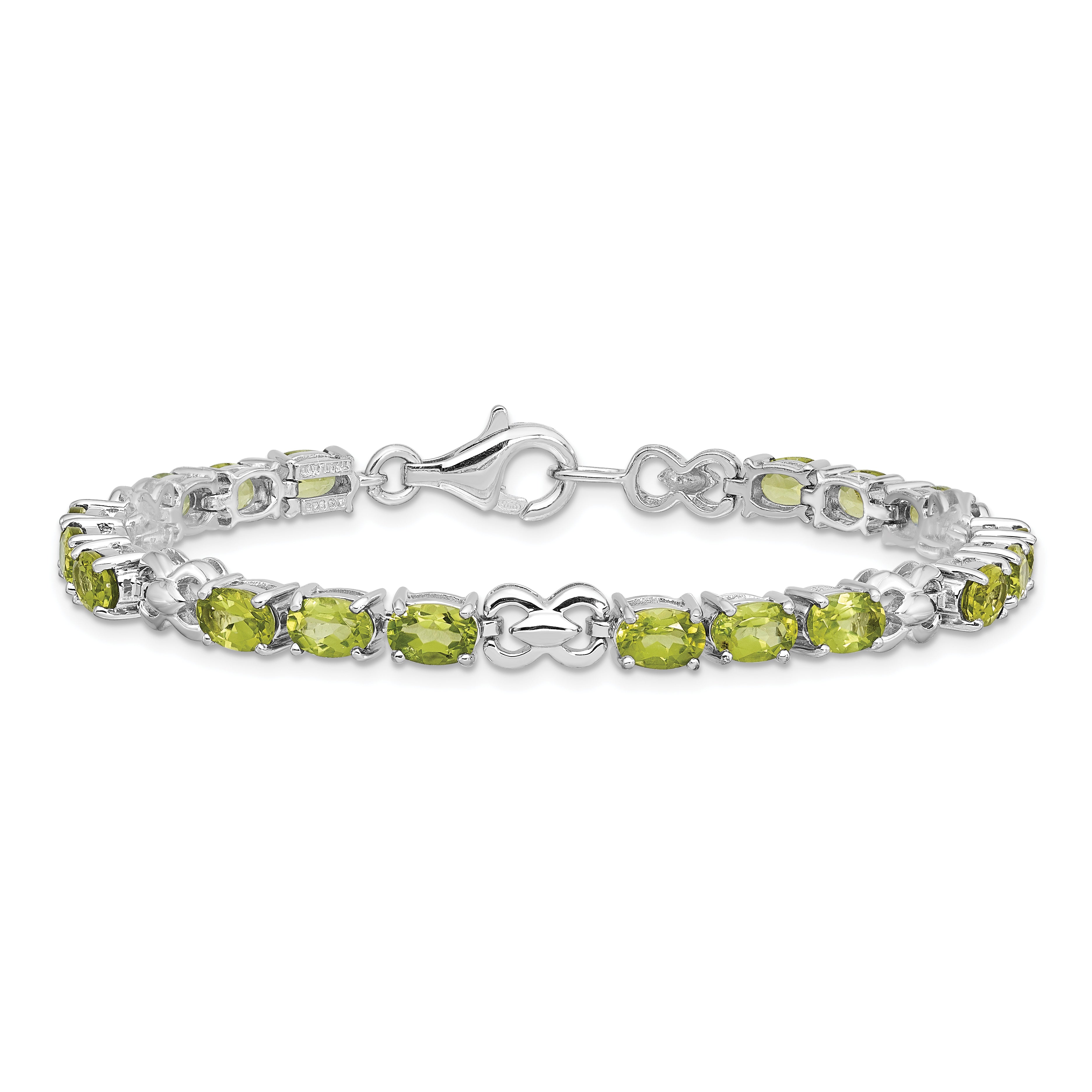 Sterling Silver Rhodium-plated Peridot Bracelet