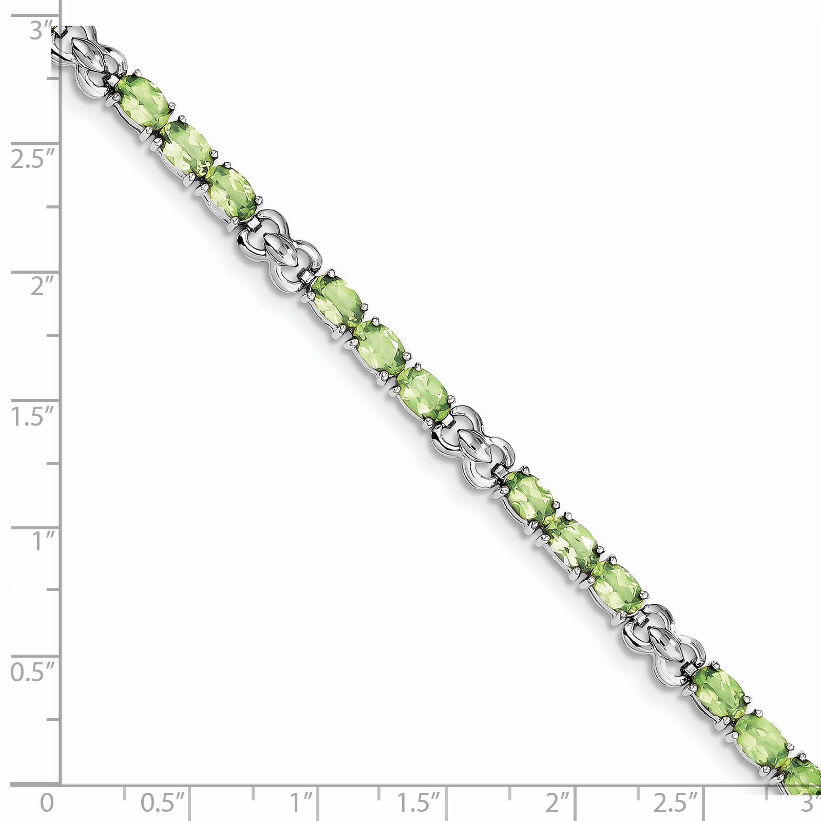 Sterling Silver Rhodium-plated Peridot Bracelet