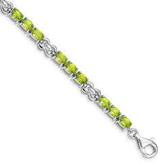 Sterling Silver Rhodium-plated Peridot Bracelet