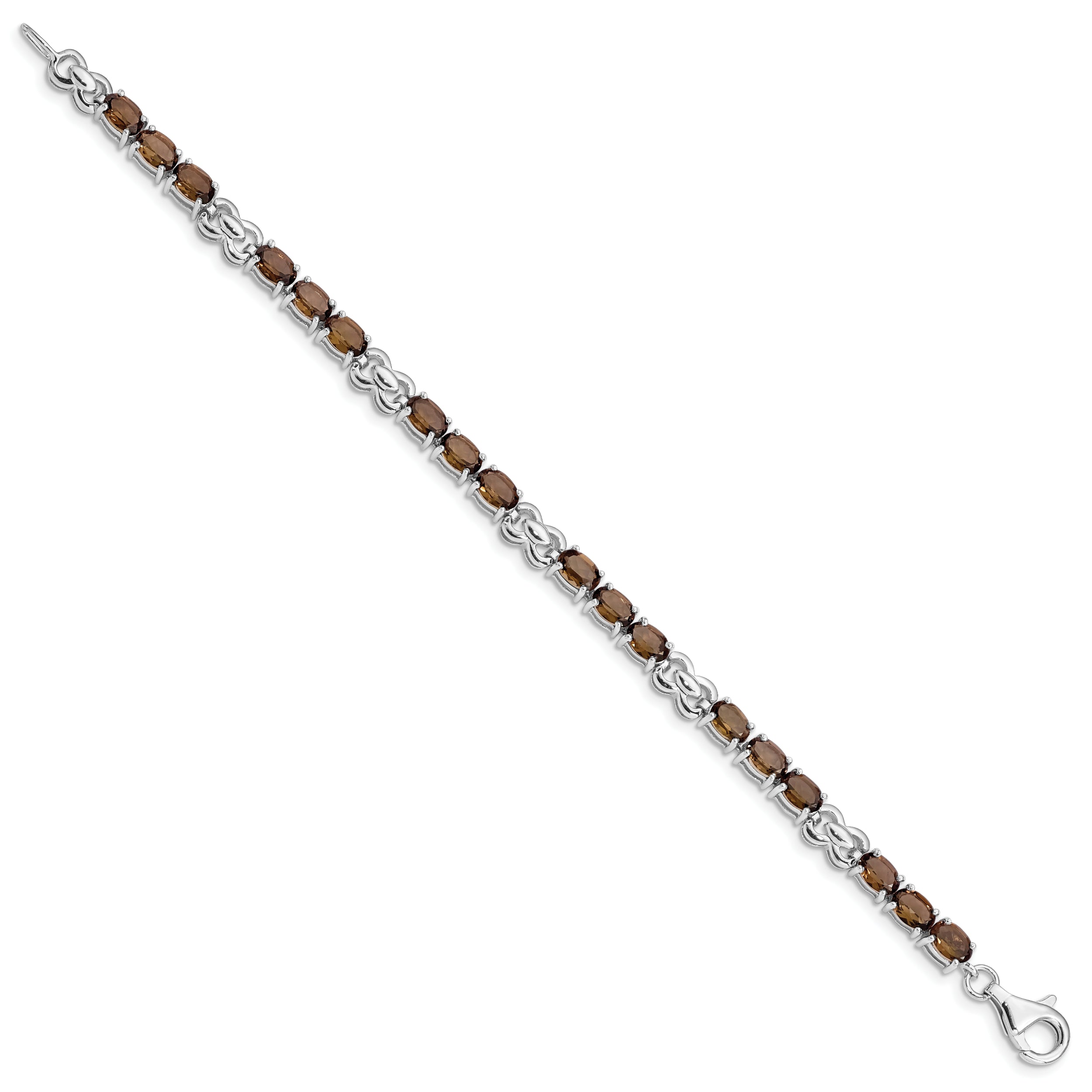 Sterling Silver Rhodium-plated Smoky Quartz Bracelet