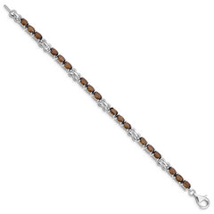 Sterling Silver Rhodium-plated Smoky Quartz Bracelet