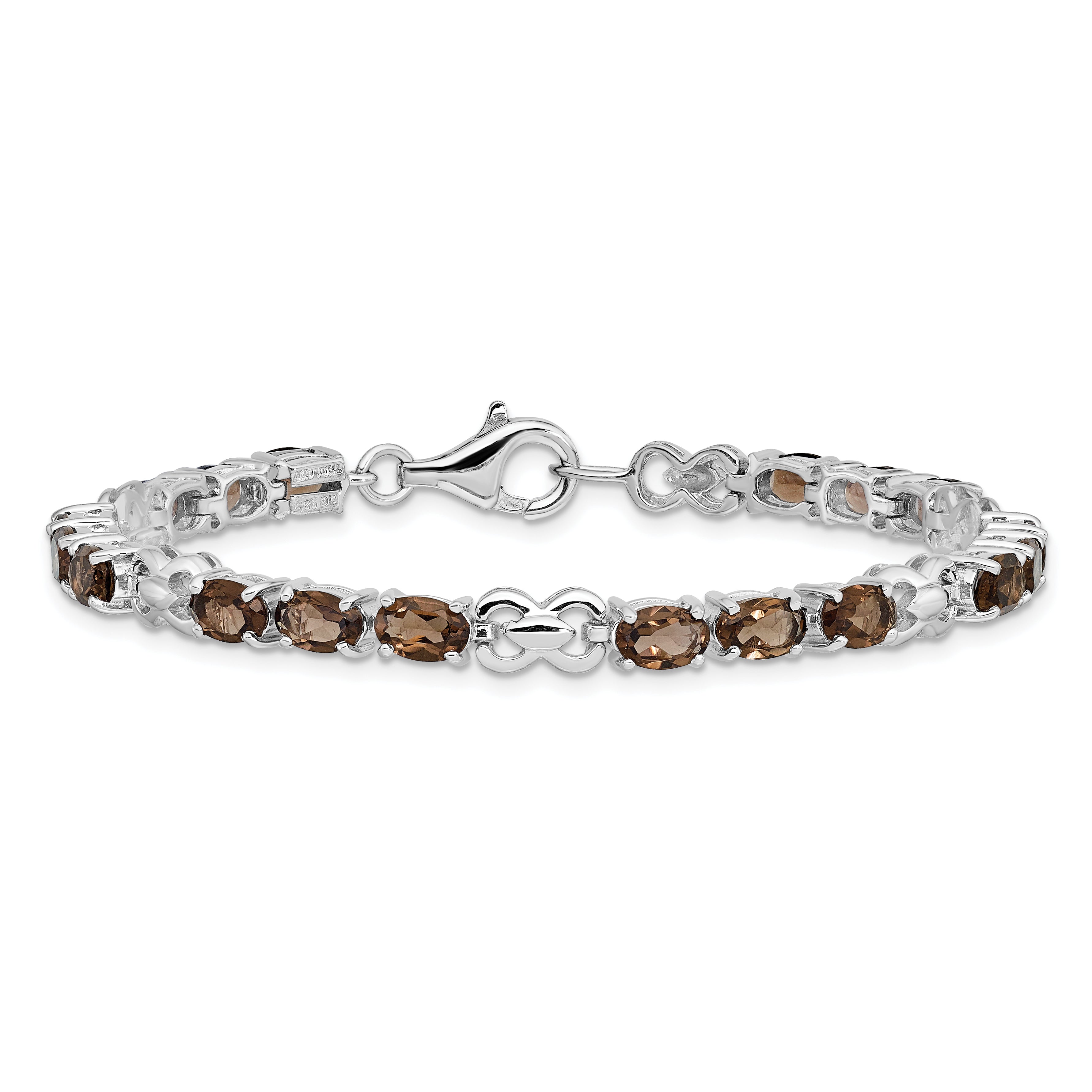 Sterling Silver Rhodium-plated Smoky Quartz Bracelet