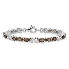 Sterling Silver Rhodium-plated Smoky Quartz Bracelet