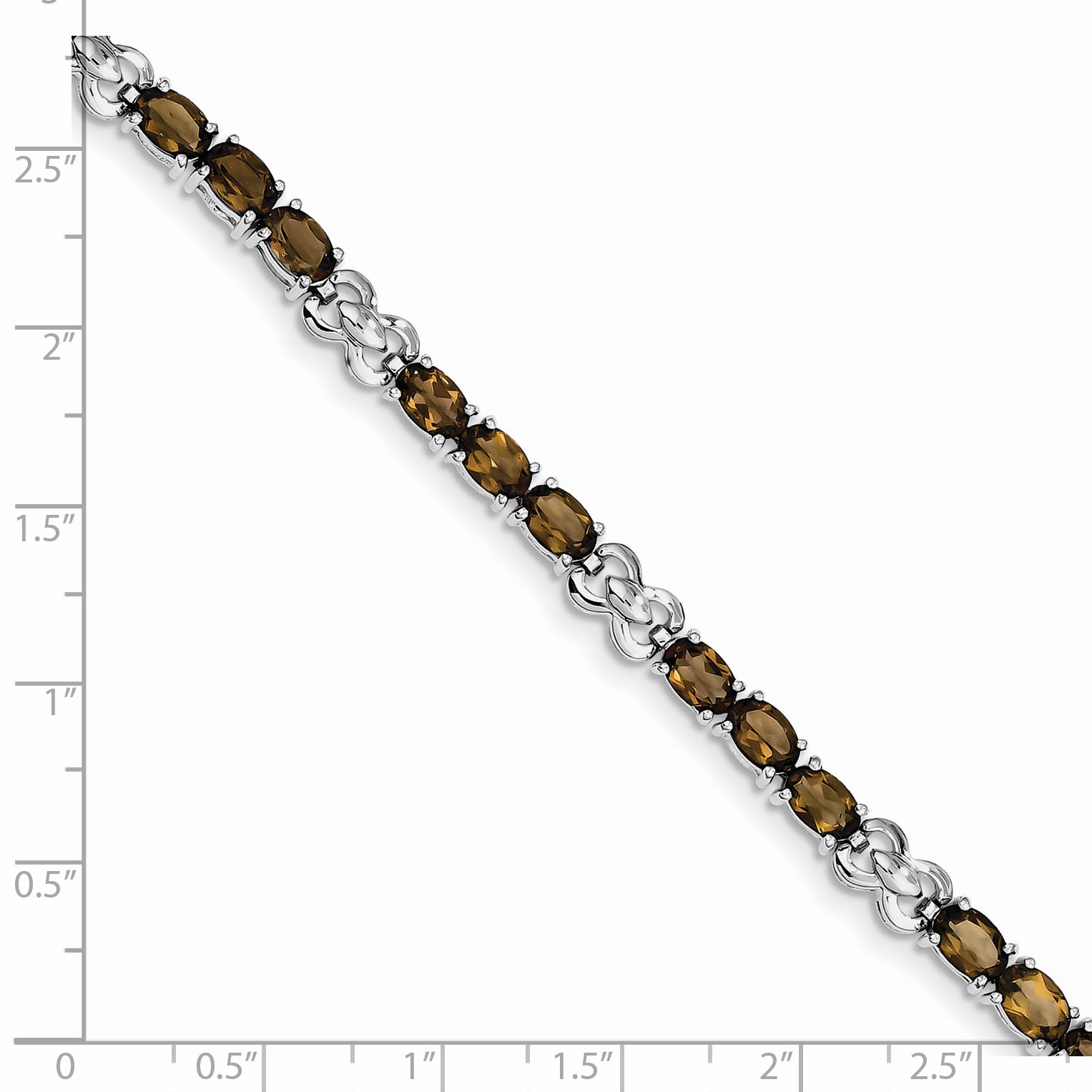 Sterling Silver Rhodium-plated Smoky Quartz Bracelet