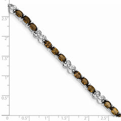 Sterling Silver Rhodium-plated Smoky Quartz Bracelet