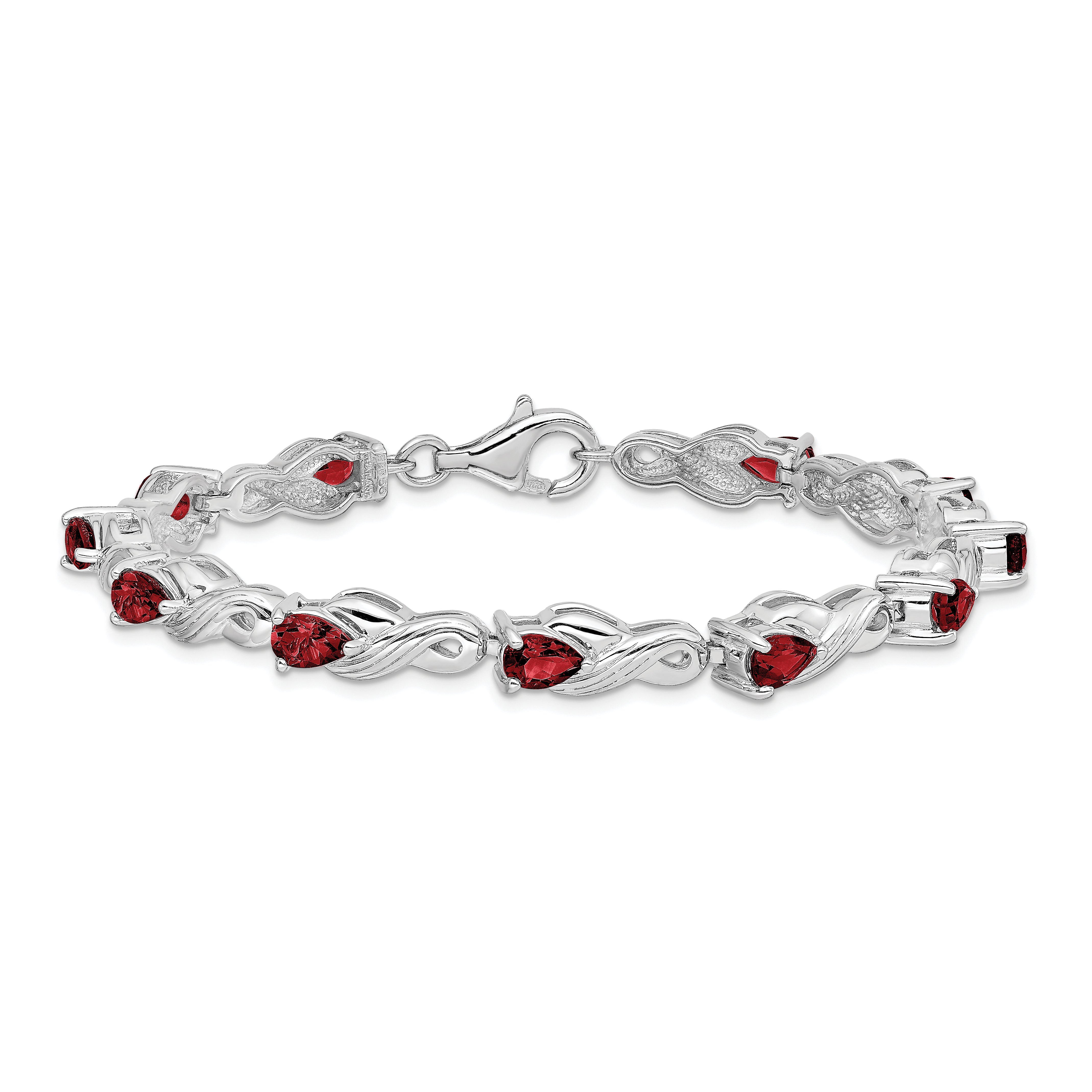 Sterling Silver Rhodium-plated Garnet Bracelet