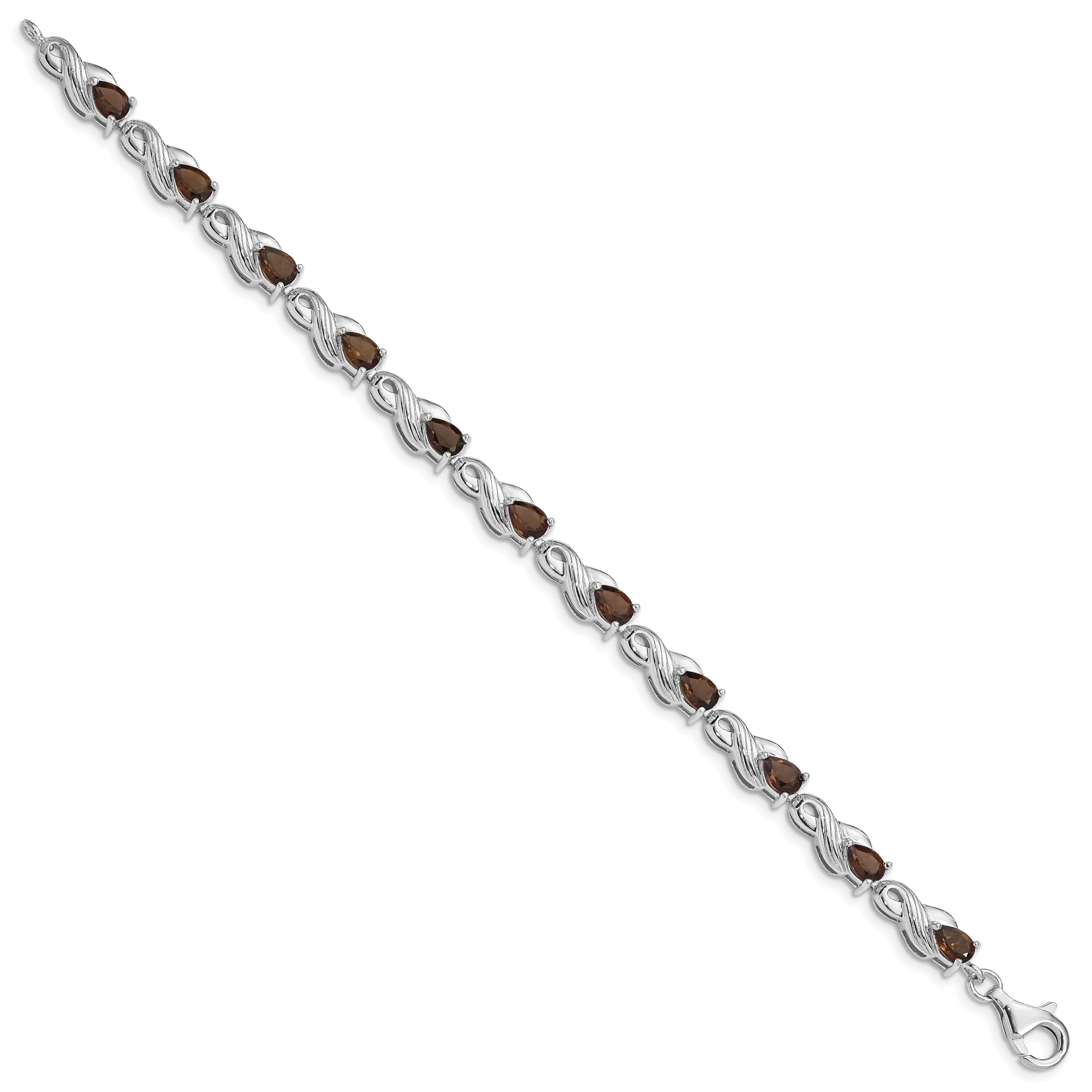 Sterling Silver Rhodium-plated Smoky Quartz Bracelet