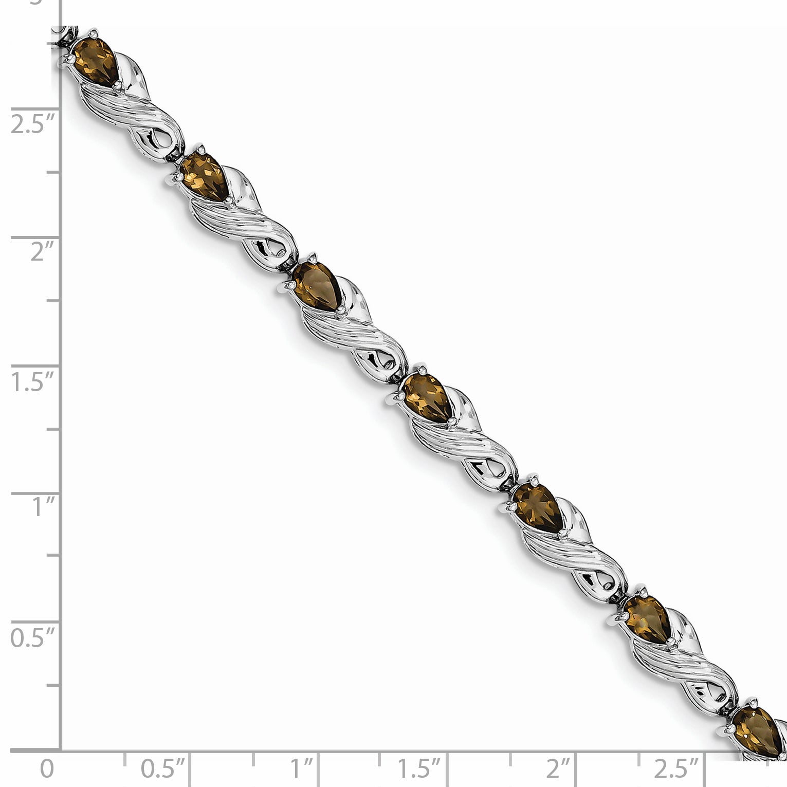 Sterling Silver Rhodium-plated Smoky Quartz Bracelet