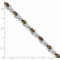 Sterling Silver Rhodium-plated Smoky Quartz Bracelet