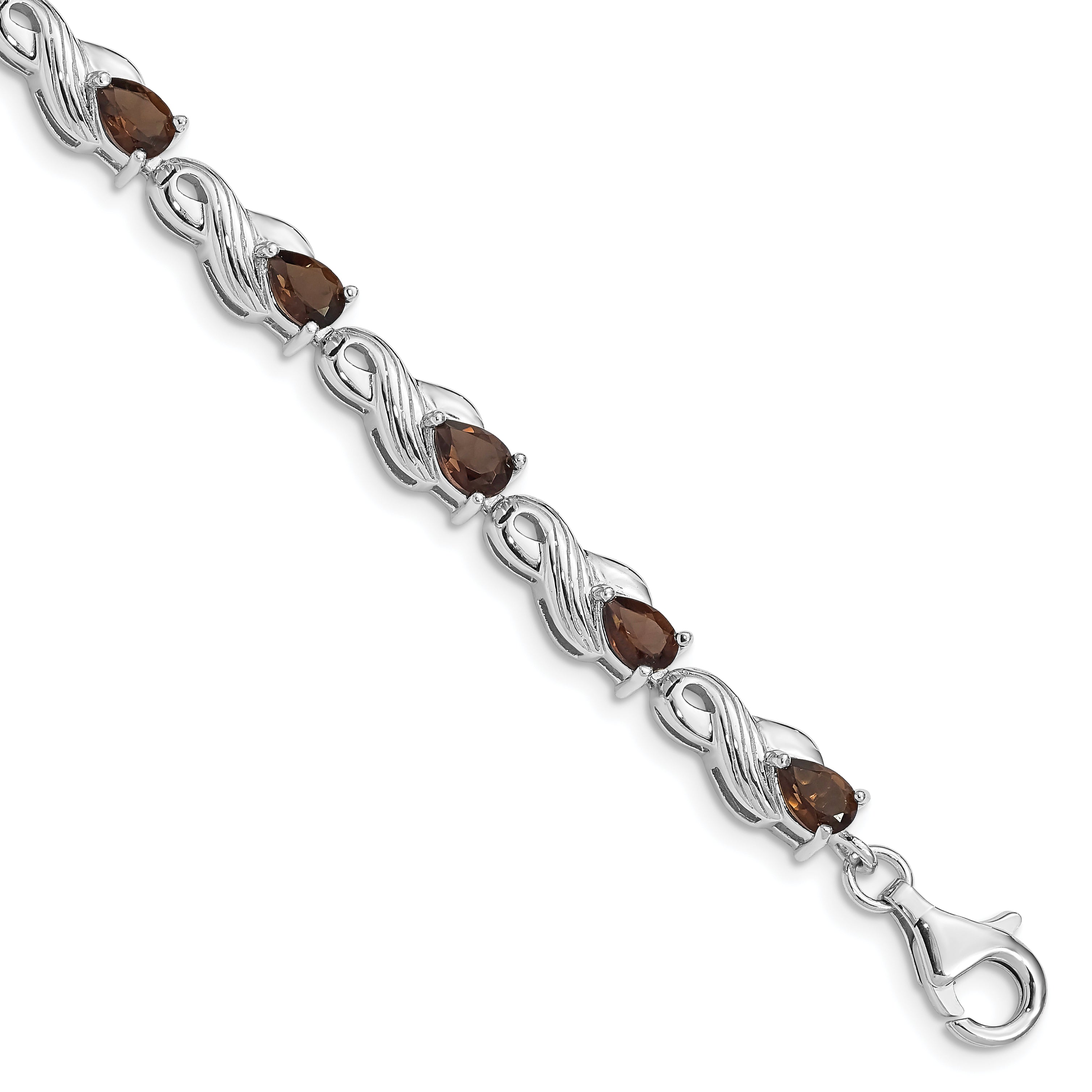 Sterling Silver Rhodium-plated Smoky Quartz Bracelet