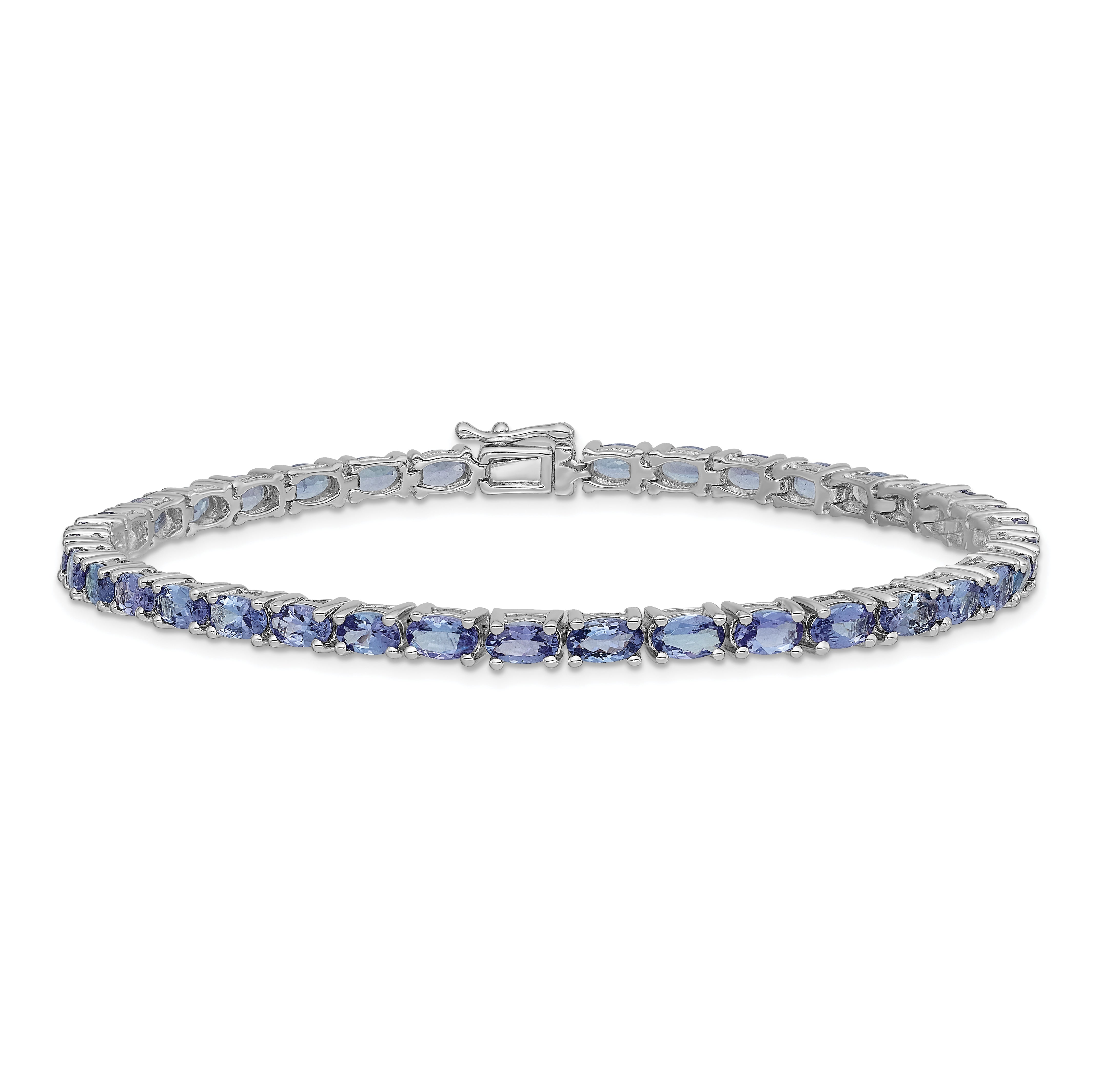 Sterling Silver Rhodium-plated Tanzanite Bracelet