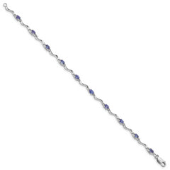 Sterling Silver Rhodium Plated Diamond and Tanzanite Bracelet