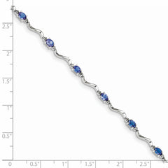 Sterling Silver Rhodium Plated Diamond and Tanzanite Bracelet