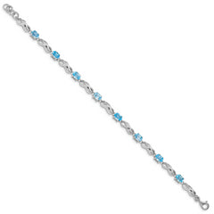 Sterling Silver Rhodium-plated Blue Topaz Figure 8 Bracelet