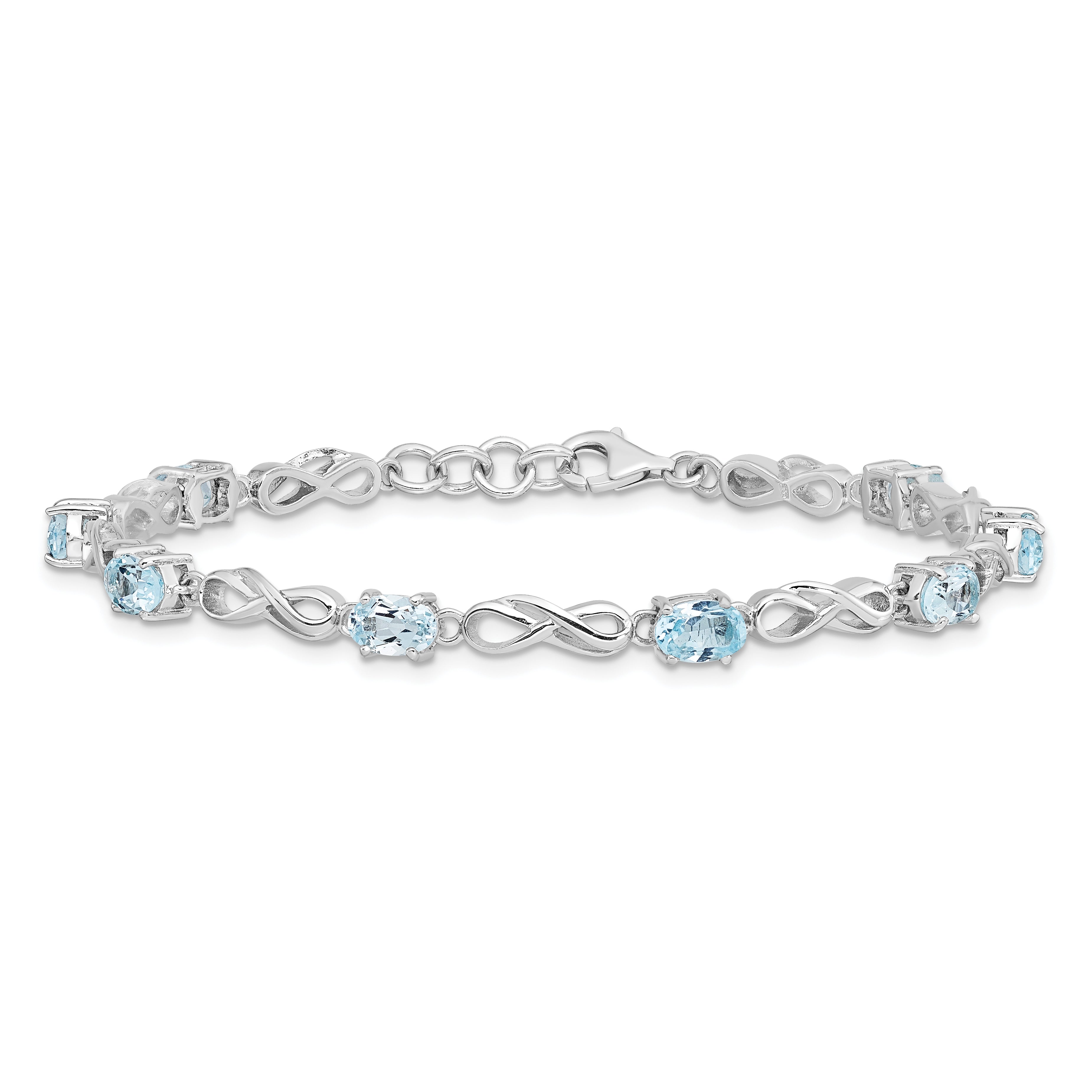 Sterling Silver Rhodium-plated Blue Topaz Figure 8 Bracelet