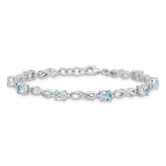 Sterling Silver Rhodium-plated Blue Topaz Figure 8 Bracelet