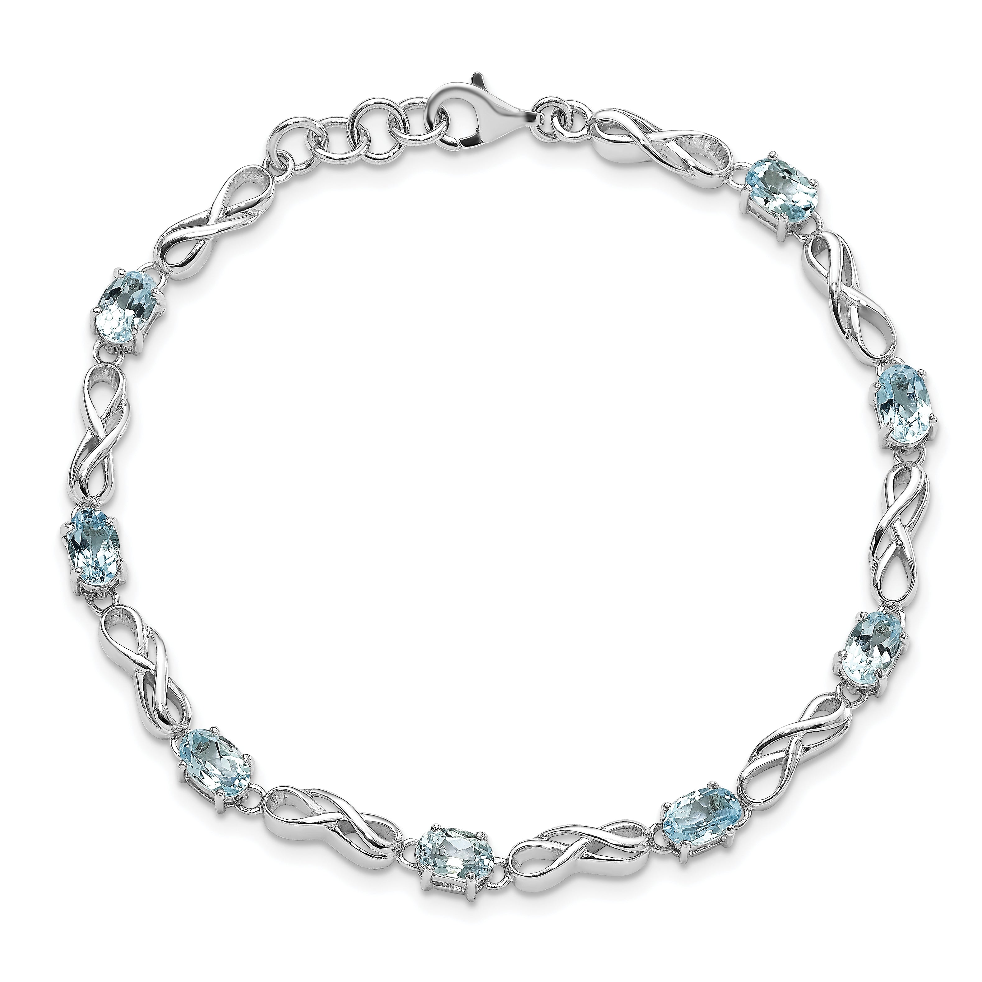 Sterling Silver Rhodium-plated Blue Topaz Figure 8 Bracelet