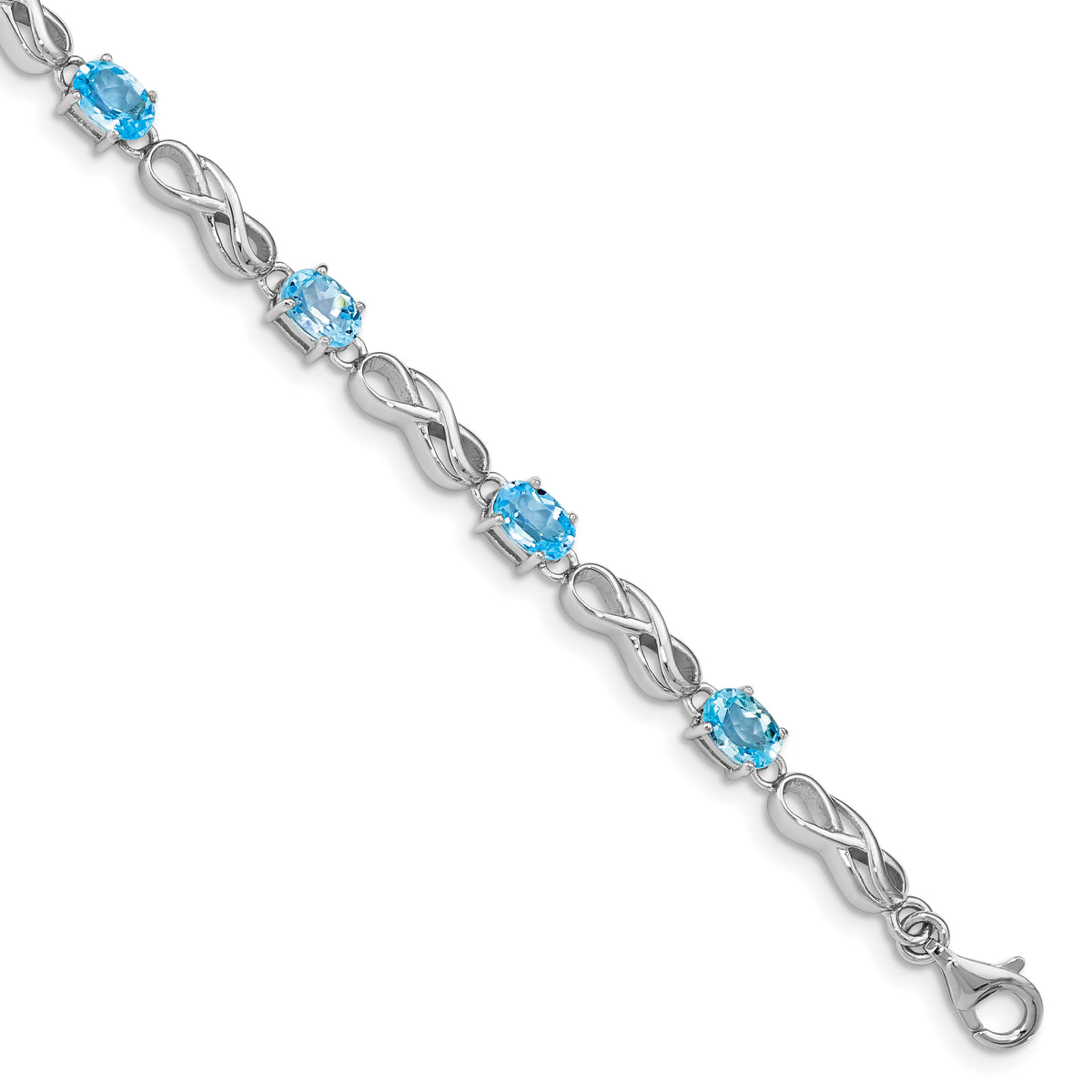 Sterling Silver Rhodium-plated Blue Topaz Figure 8 Bracelet