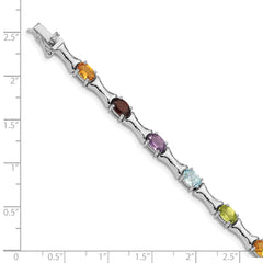 Sterling Silver Rhodium-plated & Multi Gemstone Bracelet