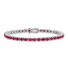 Sterling Silver Rhodium-plated Oval Ruby 7.5in Bracelet