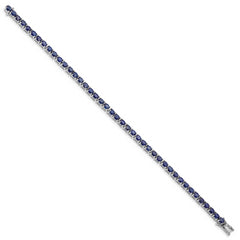 Sterling Silver Rhodium-plated Oval Blue Sapphire 7.5in Bracelet