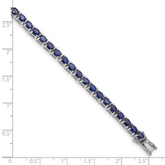 Sterling Silver Rhodium-plated Oval Blue Sapphire 7.5in Bracelet