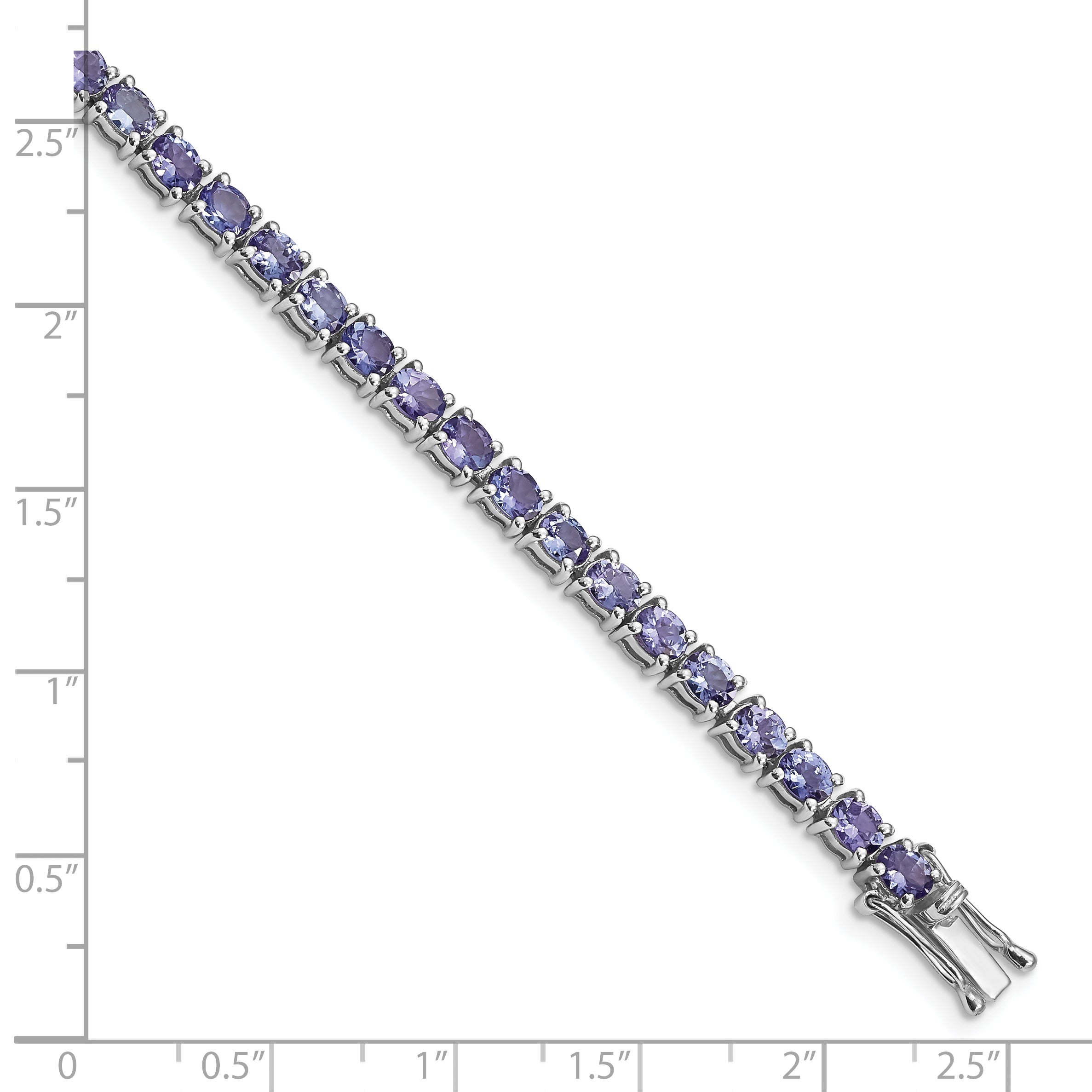 Sterling Silver Rhodium-plated Oval Tanzanite 7.5in Bracelet