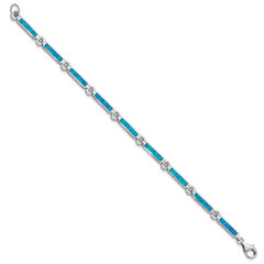 Sterling Silver Rhodium-plated Lab Created Opal Bars Bracelet