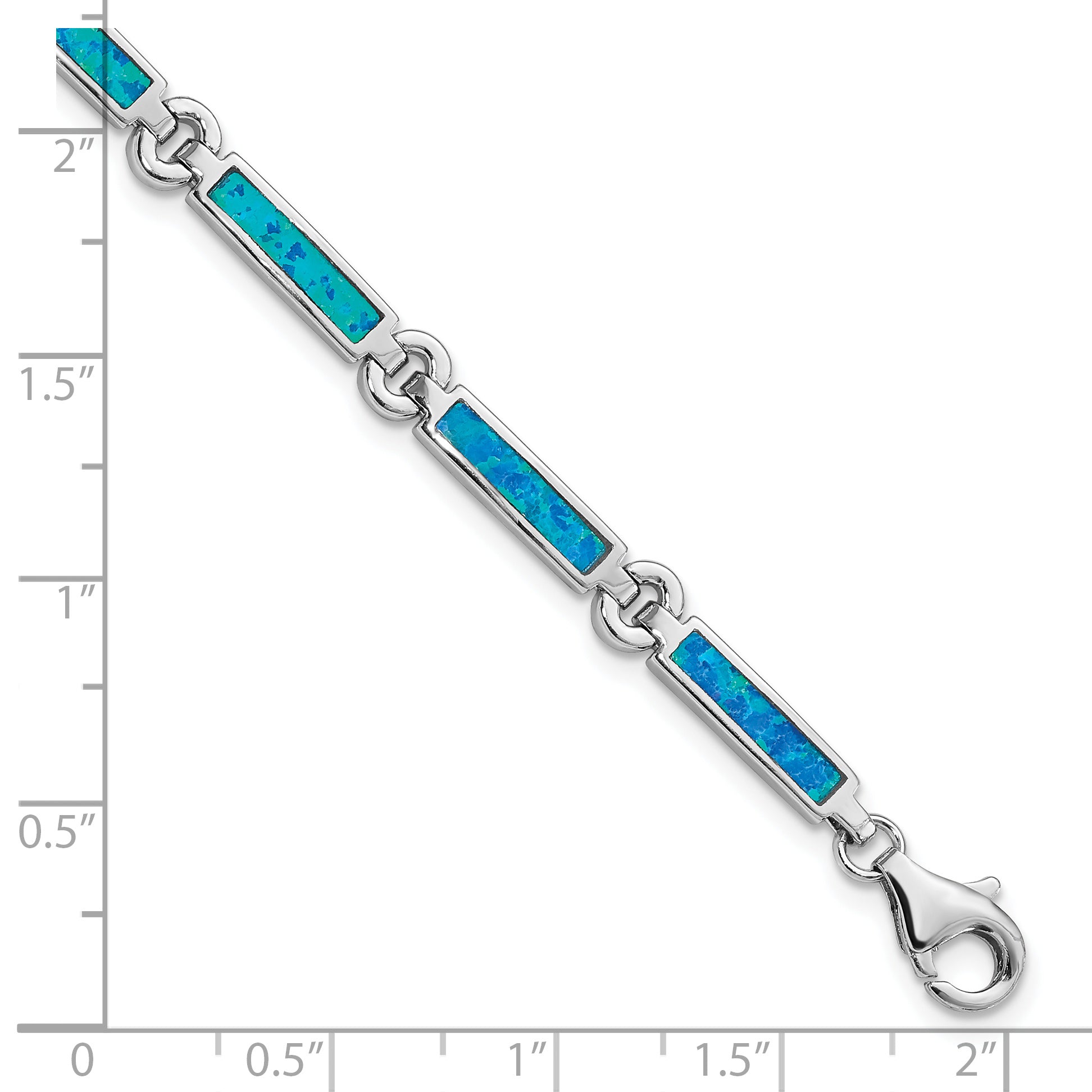 Sterling Silver Rhodium-plated Lab Created Opal Bars Bracelet