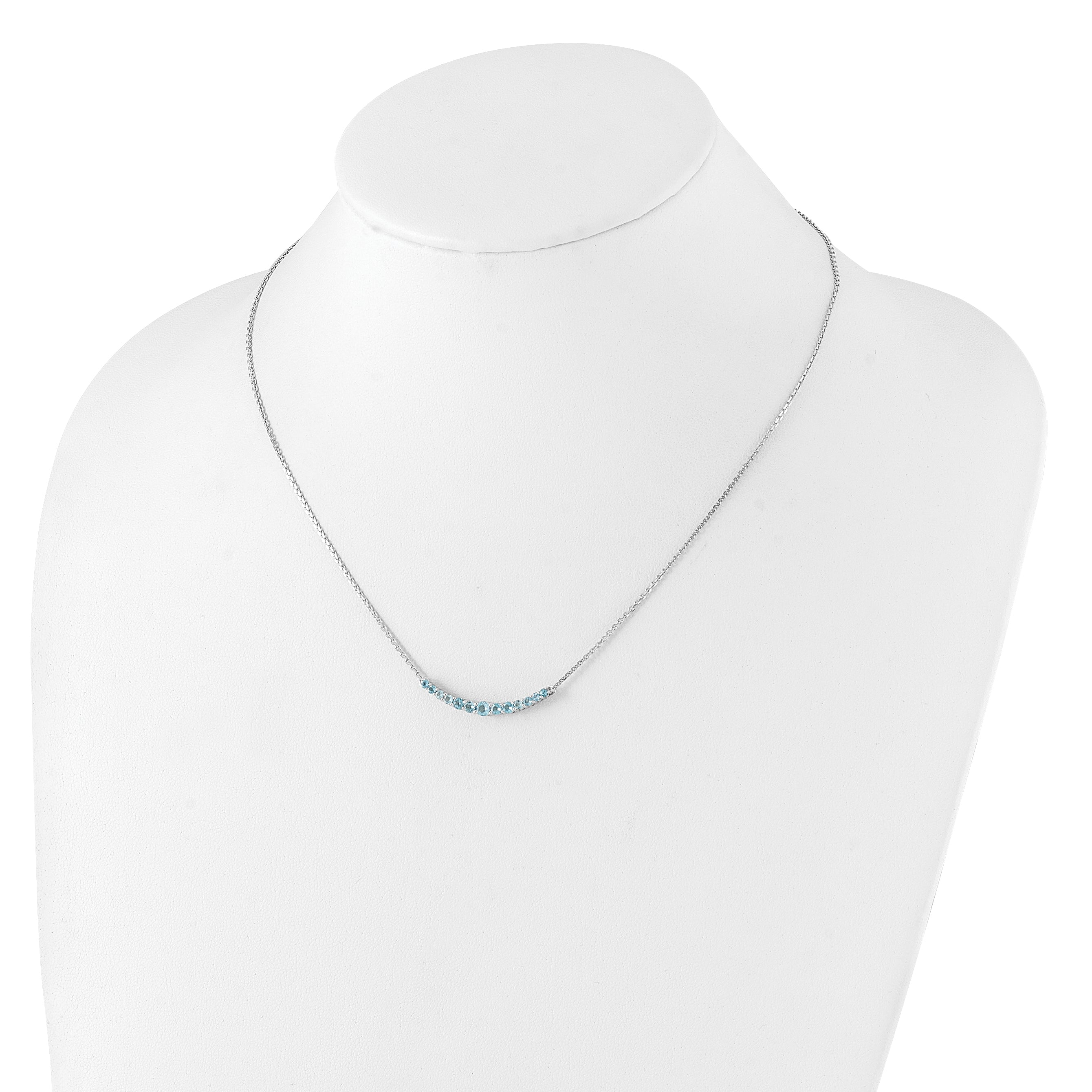 Sterling Silver Rhodium-plated Blue Topaz Pendant w/Necklace