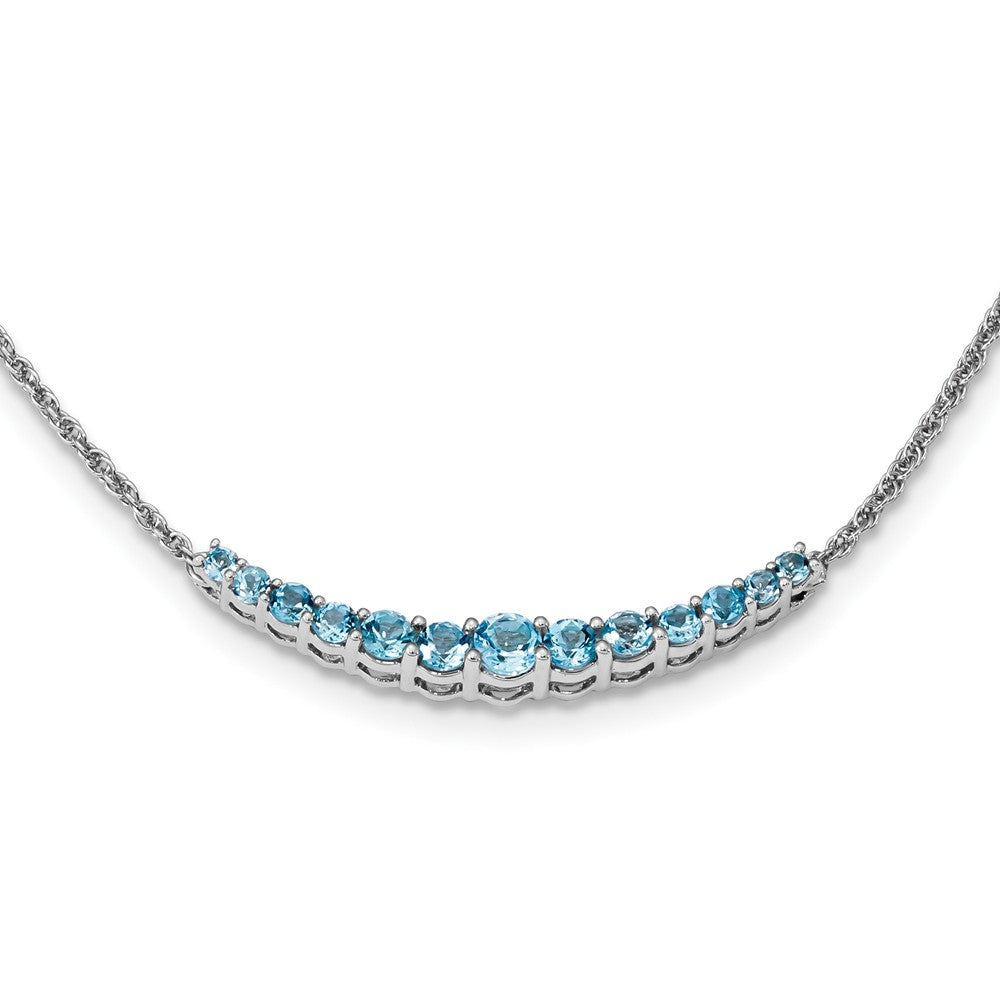 Sterling Silver Rhodium-plated Blue Topaz Pendant w/Necklace