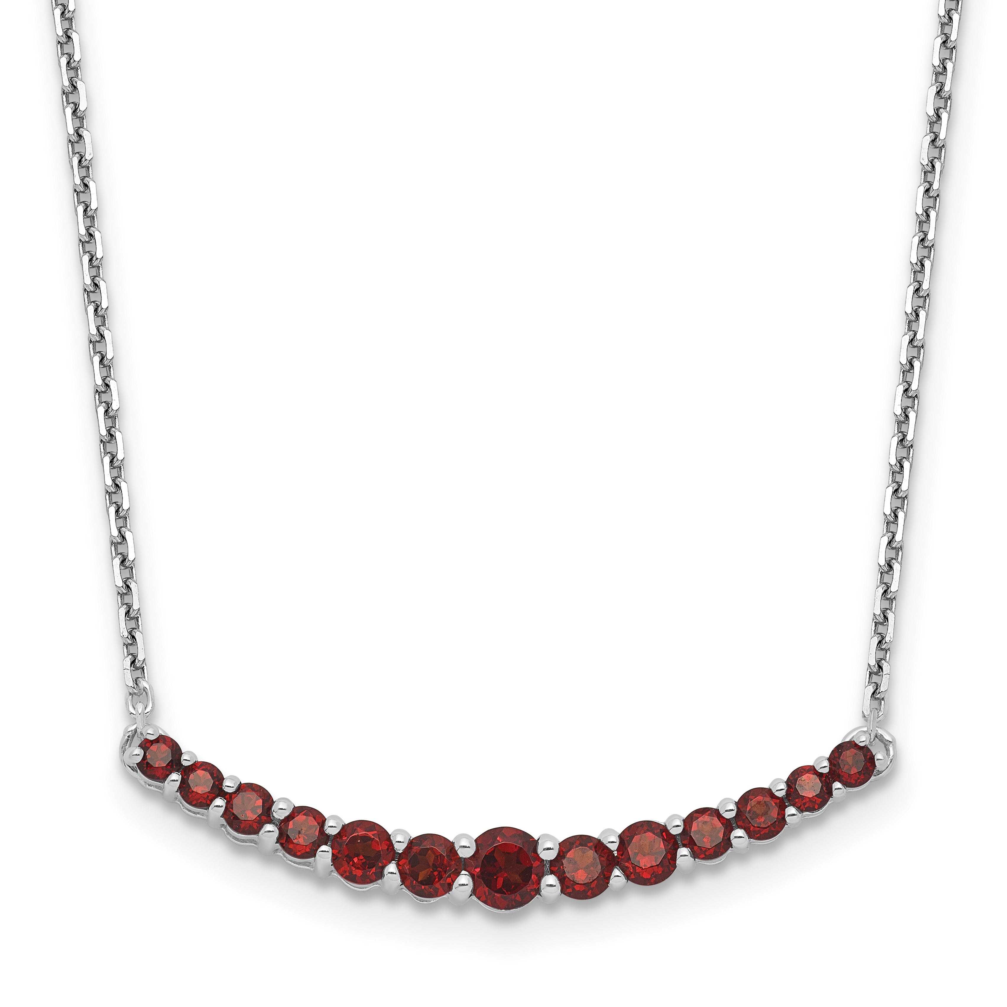 Sterling Silver Rhodium-plated Garnet Pendant w/Necklace