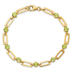 Sterling Silver Gold-tone 5mm 3.6PE Peridot Paperclip Chain Bracelet