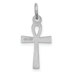 Sterling Silver Rhodium-plated Laser Designed Cross Charm