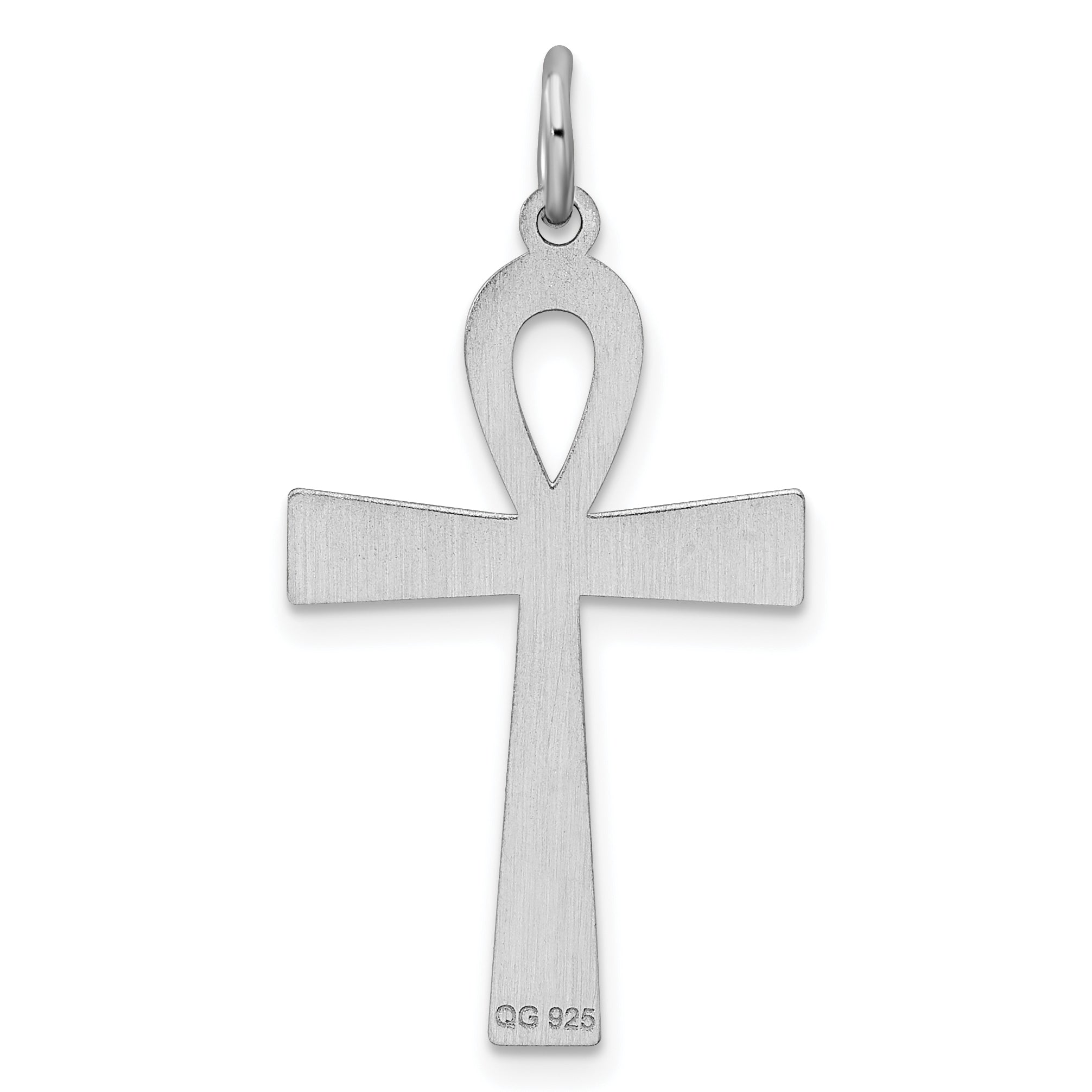 Sterling Silver Rhodium-plated Laser Designed Cross Pendant