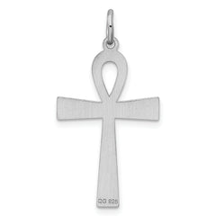 Sterling Silver Rhodium-plated Laser Designed Cross Pendant