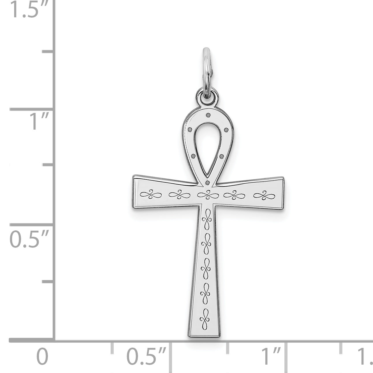 Sterling Silver Rhodium-plated Laser Designed Cross Pendant